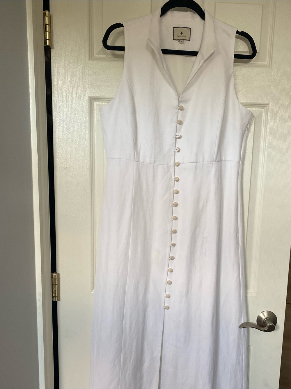 Tuckernuck Sleeveless White Button-Front Midi Dress